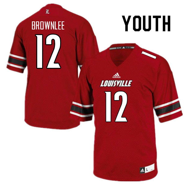 Youth #12 Jarvis Brownlee Louisville Cardinals College Football Jerseys Sale-Red